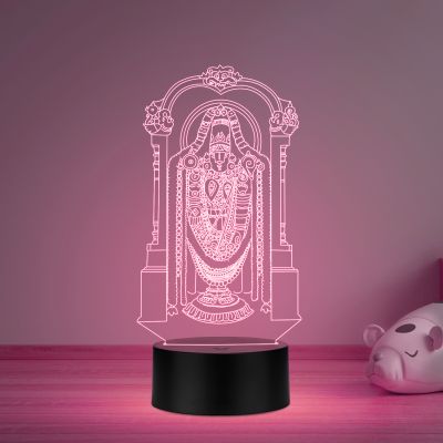 3D Illusion Tirupati Balaji Led Night Lamp Multicolored Light Home Office Pooja Room Decor